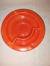RARE Vtg Homer Laughlin Harlequin Radioactive Red ASHTRAY Saucer -FLAW-Fiesta picture