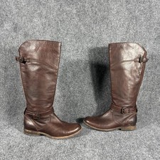 Frye Phillip Riding Boots Womens Size 7.5B Brown Leather Zipper Buckle Western picture