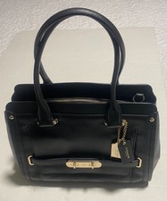 NEW Coach Large Black / Gold  Gallery Tote Leather  Bag NEW picture