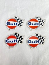 VTG 1966 Gulf Racing Stickers With Checkered Flag Set Of 4 New Old Stock picture