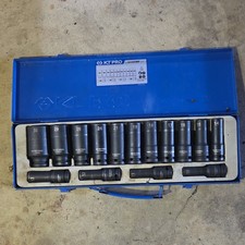 KT Pro 1/2 In Drive 15 Pc Deep Impact Socket Set Metric 6 Point picture