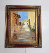 SIGNED Italian Street Staircase Painting By A. Hopkins Copy Ovanes Berberian picture