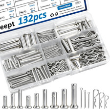 132Pcs Clevis Pin Assortment Kit - 304 Stainless Steel Cotter Pins & Carbon Stee picture