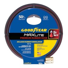 GOODYEAR MAXLITE PREMIUM RUBBER+ GARDEN HOSE, 50’ LENGTH, 5/8” DIAMETER, BLACK picture