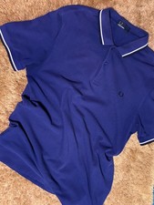 Fred Perry M3600 Mens Twin Tipped Polo Shirt Large L Purple Blue (Defect Hole) picture