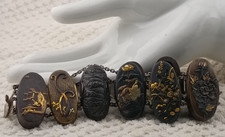 Antique Meiji Period Samurai Warrior Sword Kashira Shakudo Bracelet picture