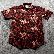 RSVLTS x WWE nWo Wolfpac Button-Down Shirt Men's Large Red Black Graphic Print picture