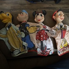 Vintage Hand Puppets Gund Minnie Mouse, Pinocchio, Pluto And Popeye picture