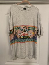 Vintage Hobie Shirt Mens XL Blue Wrap Around Volcano Palm Trees picture