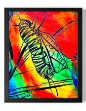 Guajardo Art Original 14x11 Expressionist Caterpillar Canvas Home Decor  picture