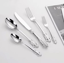 Luxury Royal 20-Piece Silver Flatware Set, 18/10 Stainless Steel. (Silver) picture