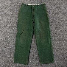 Vintage 60s RARE LL Bean Green Heavyweight Wool Straight Leg Dress Pants Sz 32 picture