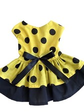 Handmade Yellow/black Dots Dog/cat Animal Dress M. picture