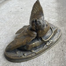 Vtg Auguste Nicolas Cain Bronze Sculpture of a Bird in a Trap Circa 1870s Signed picture