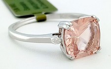 GENUINE 2.15 Cts MORGANITE & DIAMOND RING 10K WHITE GOLD -Free Certificate - NWT picture