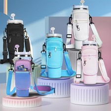 1pc Water Bottle Carrier Bag Crossbody Sling 24-40oz Tumbler Phone Pocket Holder picture