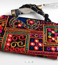 Kipling Embroidered Multicolor/Black Zip Shoulder Bag w/ Inner Pockets picture