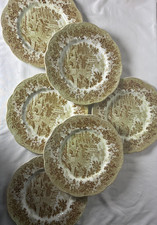 Vintage English Ironstone Set of Six Dinner Plates By J.G. Meakin picture
