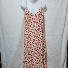 Reformation Alexandra Slip Dress Midi Red Daisies Daisy V Neck Size 10 READ picture
