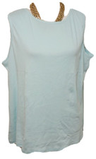 NWT Croft & Barrow Women's Light Blue Sleeveless Scallop Trim Tank Top XXL 2XL picture