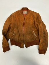 Vtg c1950s Ralph Edwards Sportswear Brown Suede Leather Bomber Jacket picture