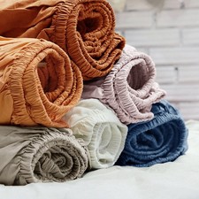 100% French Linen FITTED Sheet,Super King,King,Queen,Double,Single,Many Colors picture