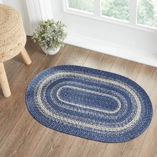 VHC Brands Great Falls Braided Jute Rug Blue 24x37 picture
