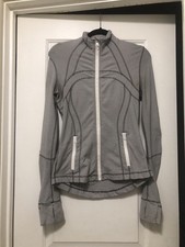 lululemon athletica Define Jacket White & Gray Striped Luon Size 8 Great Cond  picture