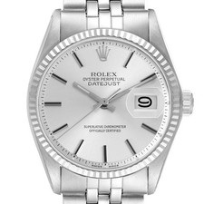 Rolex Datejust Steel White Gold Silver Dial Vintage Mens Watch 1601 picture