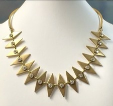 J. Crew Gold Tone Geometric and Crystal Statement Collar Necklace picture