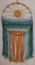 WALL HANGING, MACRAME,(SUNSET),(BOHO) Handmade, Cotton, Wood, BL Multi 12