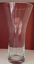 Vintage Princess House Heritage Clear Glass Crystal Etched Flower Vase 11” tall picture
