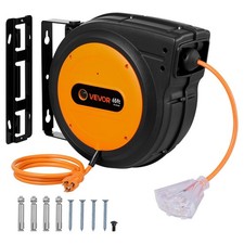 VEVOR Retractable Extension Cord Reel Power Cord Reel 65FT 12AWG/3C SJTOW picture