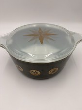 Vintage 1961 Pyrex Zodiac 475 Casserole 2.5 Qt Gold Astrology Starburst Lid picture