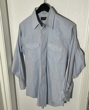 M.L. LEDDY'S - Western Texas Mens 15.5-33 Blue Single Needle Button Down Shirt picture