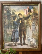 *EXCEPTIONAL CONDITION EG RENESCH’S “DUTY CALLS” Gorgeous WW1 FRAMED Print 23” picture