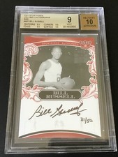 2021 Sportkings Bill Russell Red Autograph BGS 9/10 Celtics 31/50 picture