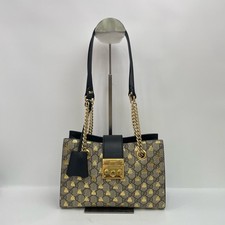 EGA GUCCI Padlock Small Bee GG Supreme Chain Shoulder Bag Beige picture