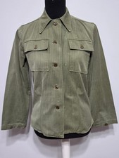 WW2 US Women's HBT Shirt Uniform Blouse WAC Army Nurse Work Jacket (AS-IS) 1940s picture