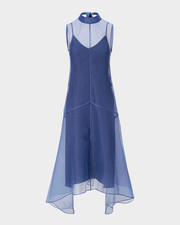 NEW/missing slip, STAUD Auden Organza High-Low Dress in Blue Sz M #LD524 picture