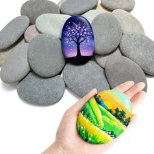 Simetufy 30Pcs Large Rocks For Painting 3.3-4.5Inch Natural River Stones picture
