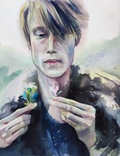 Original Watercolor Painting Man Portrait Painting Tender Watercolor Portrait picture
