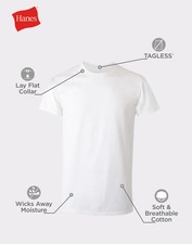 Hanes Men's White Crewneck T-Shirt 6-Pack Undershirt Tee TAGLESS FreshIQ Comfort picture