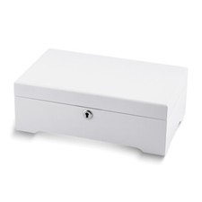 Luxury Giftware White Painted Matte Finish Wooden Velour Lining Jewelry Box picture