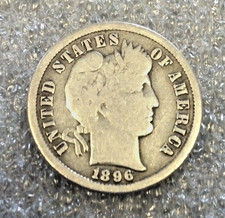 1896-S BARBER SILVER DIME VG (3402) picture