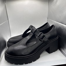 Madden Girl Black Mary Jane Tulsa Chunky Platform Heel Size 10 Goth Grunge picture