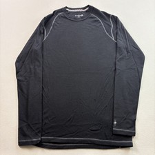 Smartwool Shirt Mens Medium Black Merino Wool Base Layer Long Sleeve Thermal picture