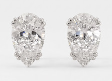 7.50 Ct Certified Pear Cut Diamond Solitaire Studs-Great Shine-Gift For Birthday picture