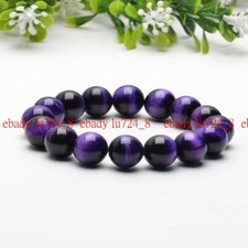 6/8/10/12/14mm Multicolor Tigers Eye Gemstone Round Beads Elastic Bracelet 7.5