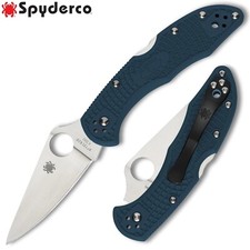 Spyderco Delica 4 K390 Satin Plain Blade Lightweight Blue FRN Handles C11FPK390 picture